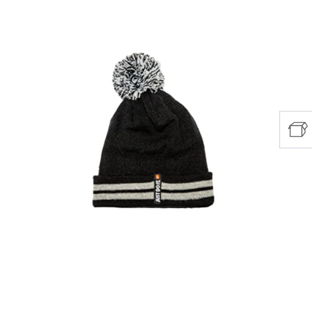 Nike kids Beanie with a Pom Pom (Black) One Size Fits All (4-7)